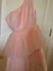 Robes de soirée une épaule robes de bal courtes fard à joues rose robes de bal plissé tutu tutu robe plis soirée robes de soirée 220923