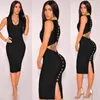 Casual Dresses Wholesale Sexy V Neck Cut Out Black Purple Kne Length Women Summer Bandage Dress 2022 Fashion Evening Party Vestido