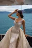 Luxury Beading Mermaid Wedding Dress With Detachable Train V Neck Bridal Gowns Sequined Crystal robes de mariee