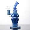 Gummi 8 tum FABERGE FAB EGG HOOFAHS BLÅ HUVUD GLASS BONGS duschhuvud percolator olje riggar 4mm tjocka rökrör med 14 mm fogskål