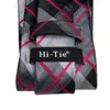 Bow Ties Hi-Tie Black Plaid för män Formella klänningar Mäns slips grå blommig lyxig randig bröllopsföretag Silkhalsuppsättning