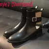 Autumn winter Short boots woman cowhide Metal Belt buckle designer shoe Tall barrel long boot 100% Leather lady fashion cloth women shoes