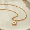 Elegantes Design Muschel Quadrat Relief Rose Anhänger Gold Edelstahl Halskette Party Modeschmuck für Damen Sexy Accessoires