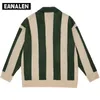 Pulls pour hommes Harajuku Vintage rayé revers tricot surdimensionné épais pull grand-père moche femmes Y2K 220926