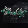 Headpieces Green Handmade Rhinestone Leaf Bridal Hair Combs Fashion Crystal Wedding Accessories Smycken f￶r kvinnor och flickor