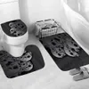 Duschgardiner 3D -tryck skalle gardin vattentät polyester badrum anti skid badmattor mattor toalett lock täckmatta heminredning 220926