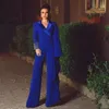 Royal Blue Mother of the Bride Pant Suits Peaked Lapel Long Sleeve Jumpsuits p￤rlor aftonkl￤nningar plus stor br￶llopsg￤stkl￤nning