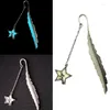 Vintage Flying Man Bookmark Luminous Glow In The Dark Star Shape Feather Metal Diy