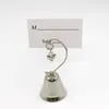 50PCS Wedding Favors Charming Chrome Bell Place Card/Photo Holder with Dangling Heart Charm Party Table Name Cards Clips