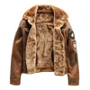 남자 가죽 가짜 가짜 스프링 두꺼운 따뜻한 양털 재킷 코트 가을 아웃복 캐주얼 군사 폭격기 모터 바이커 재킷 220924