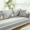 Chair Covers High Quality Solid Color Sofa Cover Towel Cushion Cotton Linen Grey Slipcovers With Lace Decor For Living Rooms