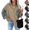 レディースジャケットレディースファッションコーデュロイボタンカーディガン長袖厚いトップラペルルーズシャツ秋の女性ジャケットに適している