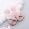 Slippers Warm fluffy slippers womens plush comfortable faux fur cross indoor floor flat soft shoes ladies women 220926