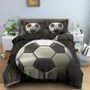 Ensembles de literie 3D Football Ensemble de literie Football Housse de couette Taie d'oreiller Polyester Housse de couette King Queen Full Double Ball Sport Housse de couette 220924