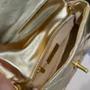 20 -cm złota 19 serii jumbo klapa błyszcząca olśniewająca skóra klasyczna pikowana kratowana i srebrna łańcuch ramię w torbie crossbody luksusowe