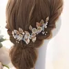 Coiffes de cheveux à fleurs blanches, en alliage doré, feuille et perle, ornements d'invités, accessoires de demoiselle d'honneur, bijou de tête
