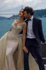 Luxury Beading Mermaid Wedding Dress With Detachable Train V Neck Bridal Gowns Sequined Crystal robes de mariee