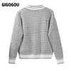 Kvinnors tröjor Gigogou Single Breasted Sweater Coat 2022 Autumn Winter Long Sleeve Casual Sticked Crop Tops randiga färg Cardigan Sweaters Top T220925