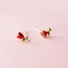 Boucles d'oreilles à tige petit mignon Rose 925 fleurs en argent Sterling boucle d'oreille pour les femmes mode coréenne tendance exquis élégant bijoux cadeau