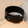 Clip Wide Leather Bracelet Bangle CUff Exotic Black Wristband for Men Fashion Jewelry