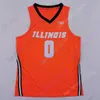 Mitch 2020 Nowy NCAA College Illinois Fighting Illini Jerseys 0 Basketball Jersey Orange