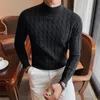 남자 스웨터 가을 겨울 터틀넥 패션 단순 슬림 스웨터 남자 옷 하이 칼라 캐주얼 풀버 니트 셔츠 플러스 사이즈 S-3XL 220924