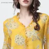 Chemises pour femmes Fashion Yellow Floral dames mousseline en mousseline