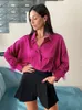 Blusas de mujer Camisas Mnealways18 Puños de plumas Mujeres elegantes Rosa de gran tamaño y tops Empalme Primavera Satén Oficina Damas 220923