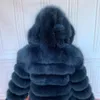 Kobiety FUR FUUX 90CM Zima prawdziwe kobiety Płaszcze naturalne oryginalne kurtki wysokiej jakości damskie płaszcz z kapturem 220926