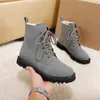 Designer Women's Boots Brand Black Ankle Boot Winter Fashion Cold Warms Shoes Non-Slip Khaki Flat Booties TN With Box