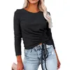 T-shirt da donna Abbigliamento da donna Top T-shirt T-shirt da donna Sexy manica lunga Crop Zipper Design Tee Donna Slim Black White Top