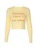 T-shirts pour femmes Femmes S Crop Tops Col rond à manches longues Lettre Imprimé Slim Pull T-shirt court pour dames