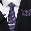 Bow Ties Silk Men Tie Hanky ​​Clips Cufflinks Necensions Set Classic Stripe Business Wedding Jacquard geweven accessoires
