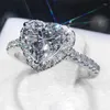 Cluster Rings Heart Shape Female Ring Silver Color Zircon Cz Engagement Wedding Band For Women Bridal Fine Party Jewelry