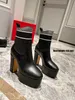 Tan-go platform Ankle Boot Women Designer Boot Calfskin lederen enkels band met vlogo hiel zwart bruin wit sexy maat 35-41