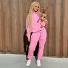 Frauen Zweiteilige Hosen OMSJ Neon Grün Solide Trainingsanzug Frauen 2 Sets Casual Outfit Anzug Langarm Kleidung Streetwear Femme 220923