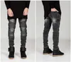 Jeans pour hommes Hommes Skinny Jeans Hommes Runway Distressed Slim Denim élastique Biker Hiphop Pantalon Lavé noir pour bleu 220923