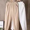 Dames broek capris lente zomer casual katoenen linnen vrouwen elastische taille vaste zakken retro losse harembroek bodems 220922