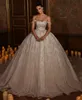 Splendidi abiti da sposa con perline Abiti da sposa Perline Cristalli Abito da ballo Arabo Dubai Off The Shoulder Vestido de Noiva Taglie forti