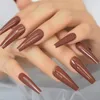 Valse nagels ballerina acryl neppers op lange kist nep nagels pure kleur herbruikbare vingernagels nail art tips