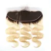 Brésilien Vierge Cheveux Humains Frontale Blonde Dentelle Fermeture Frontale 13x4 1b613 Couleur Oreille à Oreilles Fermetures En Vrac Corps Wave4016163