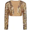 Giacche da donna Scintillanti Donne sexy Cardigan con paillettes Cappotto Giacca a maniche lunghe Corta Bolero Coprispalle Clubwear Costumi vintage per feste