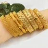Bangle 4pcsLot Indian Gold Color Bangles Charm Bracelets For Women African Jewelry Luxury Dubai Plated Jewellery Wedding Gift 220923