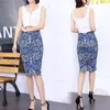 Skirts Women's Pencil Skirt Office Lady Bodycon Prin Saias High Waist Hip Jupes Falad Elastic Jupe Femme Large Size