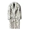 Peles fúx fúll leopard pur integrado homem casaco comprido colar de colarinho de imitação de inverno jaqueta quente 220924