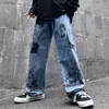 Hommes Jeans Aolamegs Rétro Hommes Anime Imprimer Baggy Casual Pantalon Droit High Street Streetwear Denim Pantalon De Mode Cowboy 220924