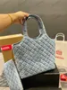 Schultertaschen Icare Maxi 2 Sets Einkaufstasche mit Geldbörse Gestepptes Leder Denim Gaby Shopper Tote mit Reißverschlusstasche Damen Luxus-Designer-Schultertaschen