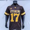 Mitch 2021 NIEUW NCAA College Wyoming Jersey 17 Josh Allen Coffee Witte Size S-3XL Volwassen jeugd allemaal gestikt borduurwerk