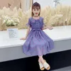 Girl Dresses 3-16 Years Girls Polka-Dot Dress 2022 Summer Short Sleeve Bow Ball Gown Clothing Kids Baby Button Clothes Beach A Line Sundress