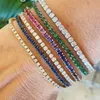 4mm Bling Hip Hop Round Tennis Bracelet for Women Iced Out Cubic Zircon Red Blue Green White Colorfuly Stone Fashion Hand Chains Bangle Bijoux Jewelry Gifts wholesale